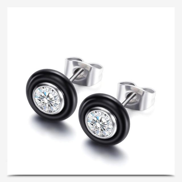 

Керамические инкрустированные циркониевые женские кристаллы из австрийской новой моды титановые стальные серьги подходят женщинам