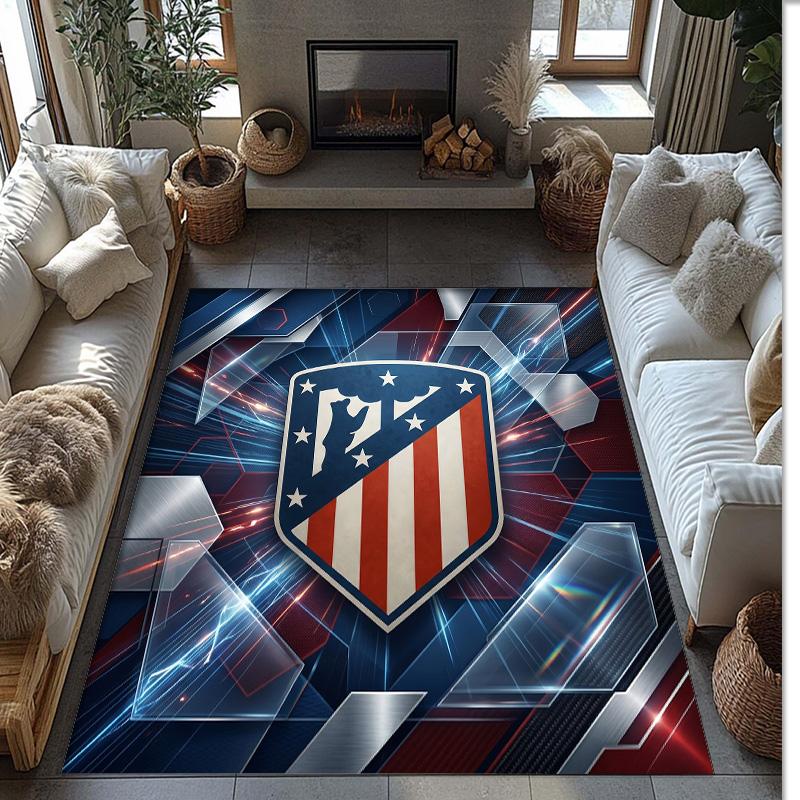 Atletico Madrid Printed Flannel Area Rug Non Slip Soft Polyester Floor Carpet Indoor Decor Mat for Bedroom Living Room Sofa Game Room Home Decoration
