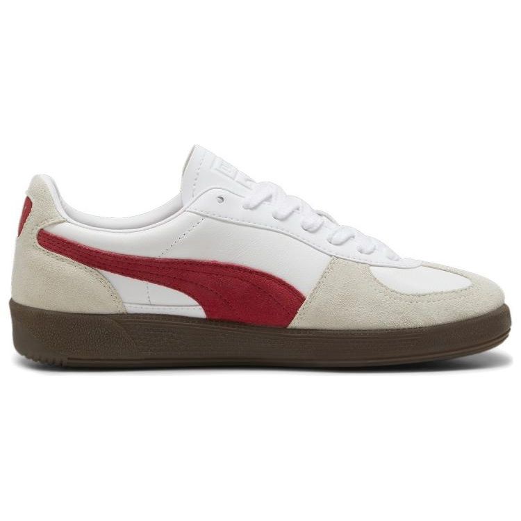Puma Unisex White Beige Red Palermo LTH Low Top Retro Sneakers 396464-05