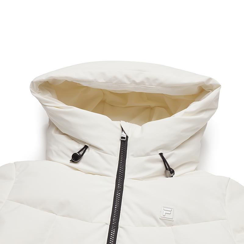 Fila White Casual Simple Versatile Lightweight Warm Waterproof Breathable Woven Hooded Down Jacket Women Outerwear F11W543906FWT