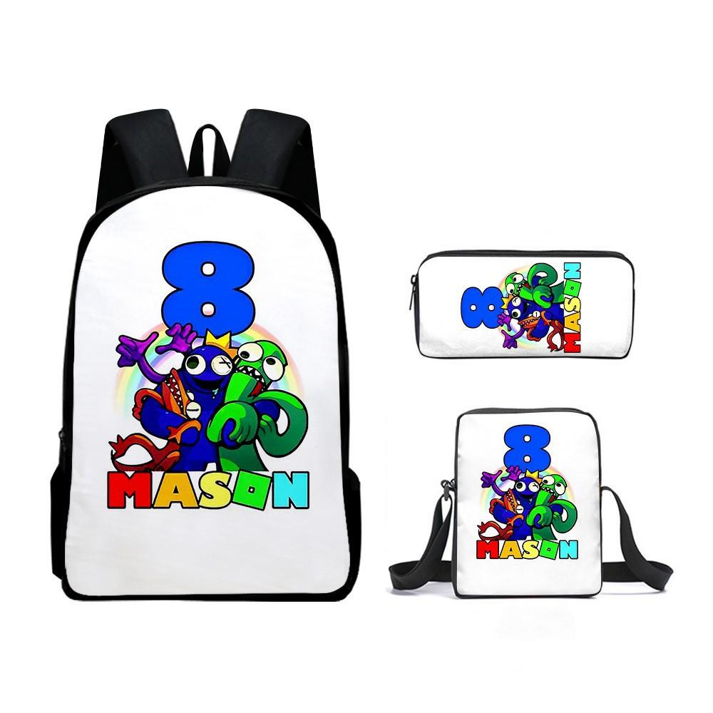 Rainbow Friends Zaino Scolastico Rainbow Friends Zaino Cartone Animato Borsa a Tracolla Astuccio Set da Tre Pezzi