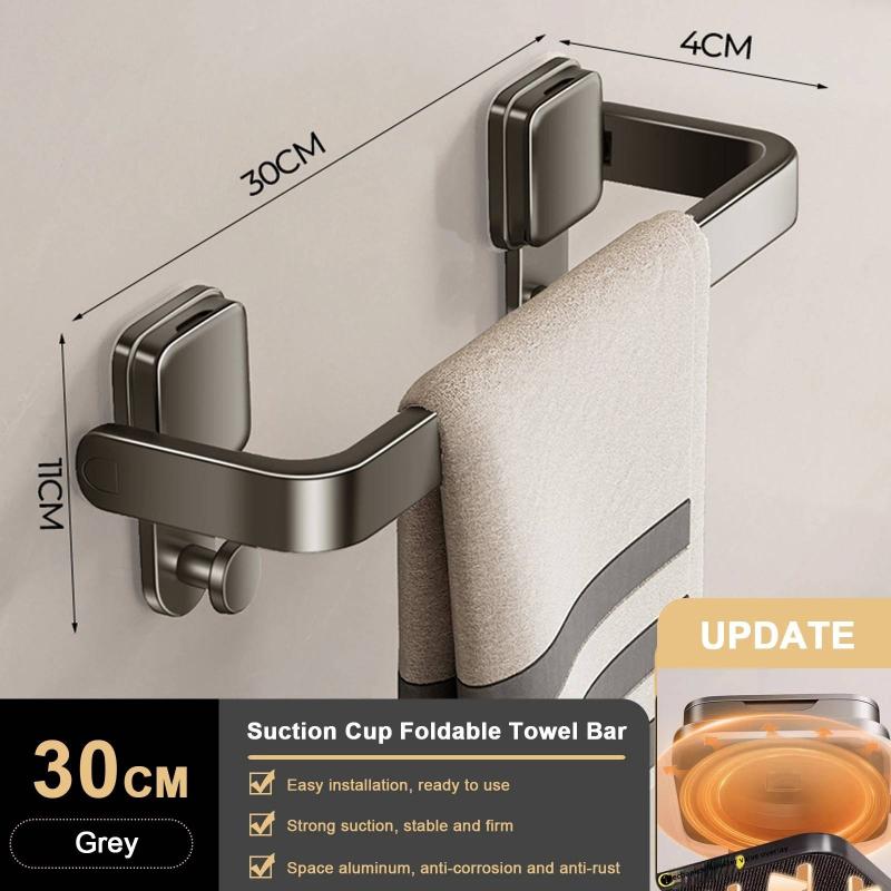 

Suction Cup Folding Bathroom Hand Towel Rack Towel Holder Wall Mount No Drill Mount 30/40/50Cm Towel Bar Apartment 30cm