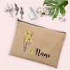 Personalized Customization Birth Month Date Flower Makeup Bag Women Travel Makeup Zipper Handbag Toilet Toiletries Wallet