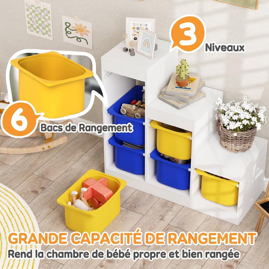 3-Tier Toy Storage Unit 3-8 Years Blue Yellow
