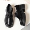 British loafers women's new spring single shoes platform work shoes thick heel lace-up small leather shoes