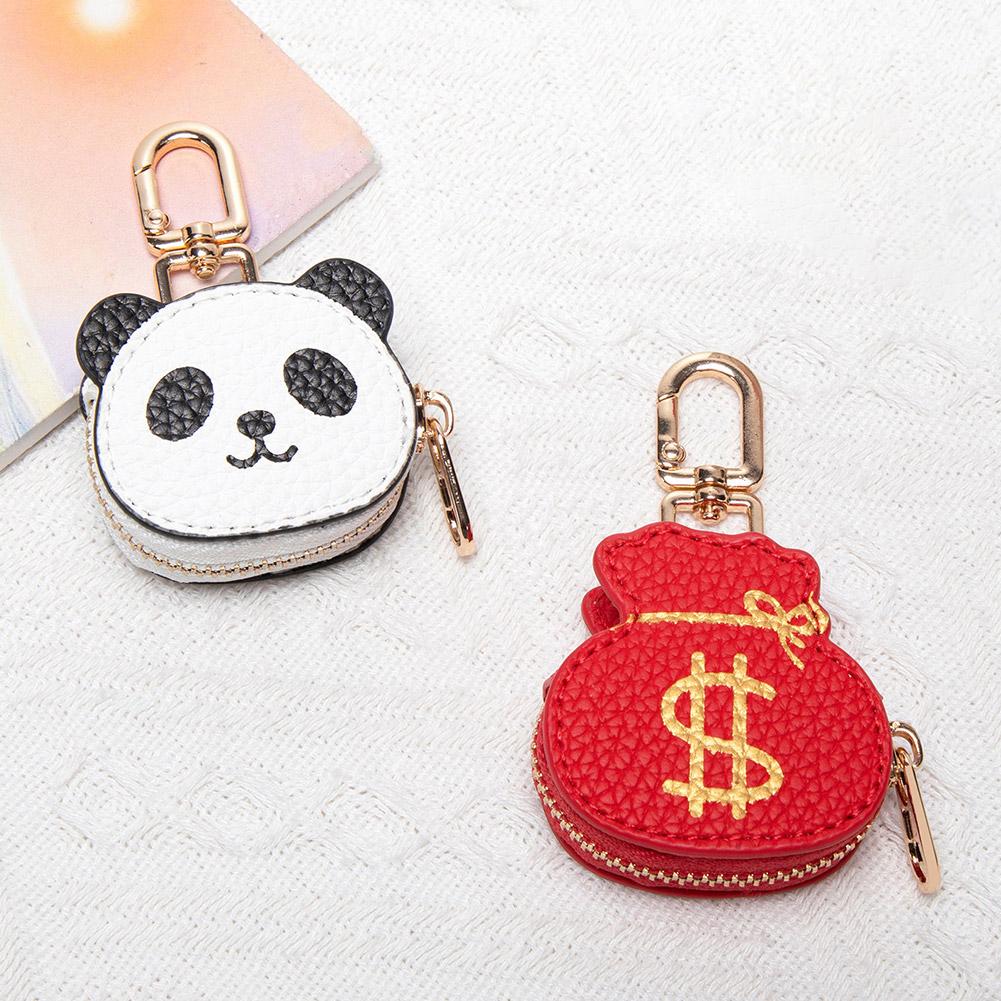 Cute Panda Coin Purse, Cute Red Money Bag Charm Purse with Keychain for Women, Mini Pouch Wallet for Coins, Bag Accessory Purse