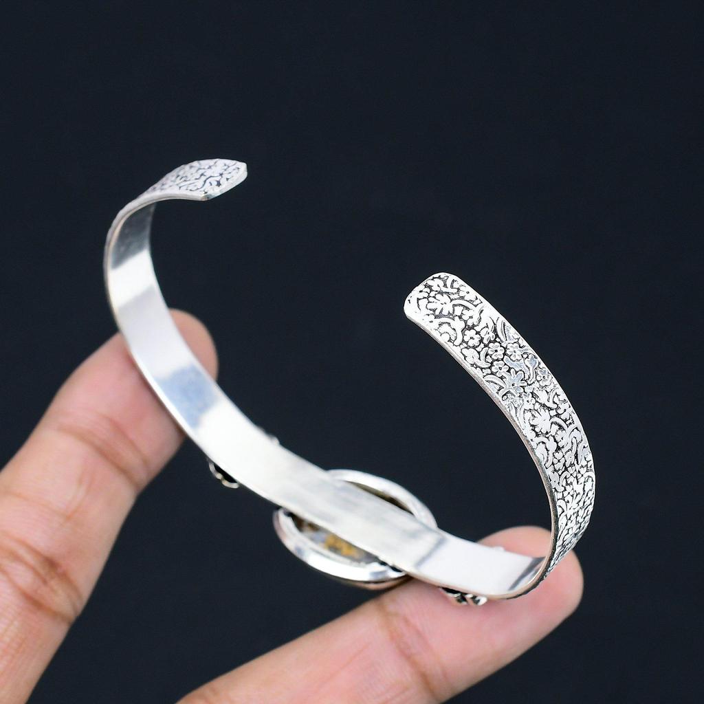 Halloween Sale Sterling Silver Natural Fossil Coral Anniversary Unique Bangle