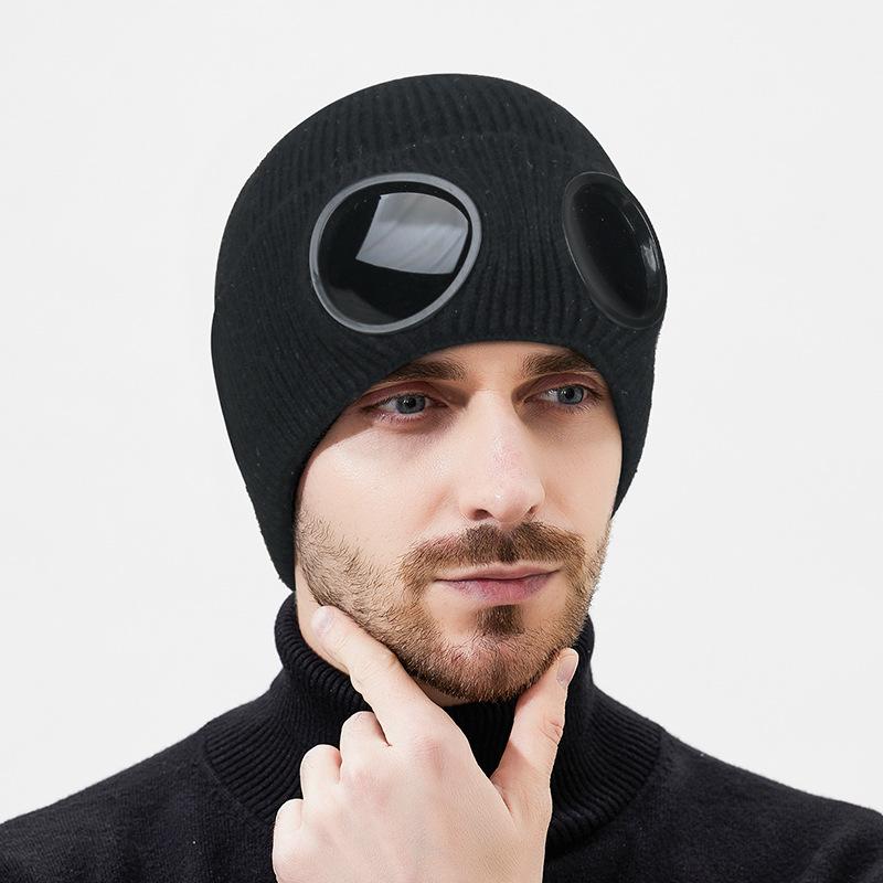 

NORTHWOOD Winter Outdoor Warm Velvet Knitted Hat for Men Women Pilots Windproof Glasses Ski Covers Woolen Hats 20X22 CM