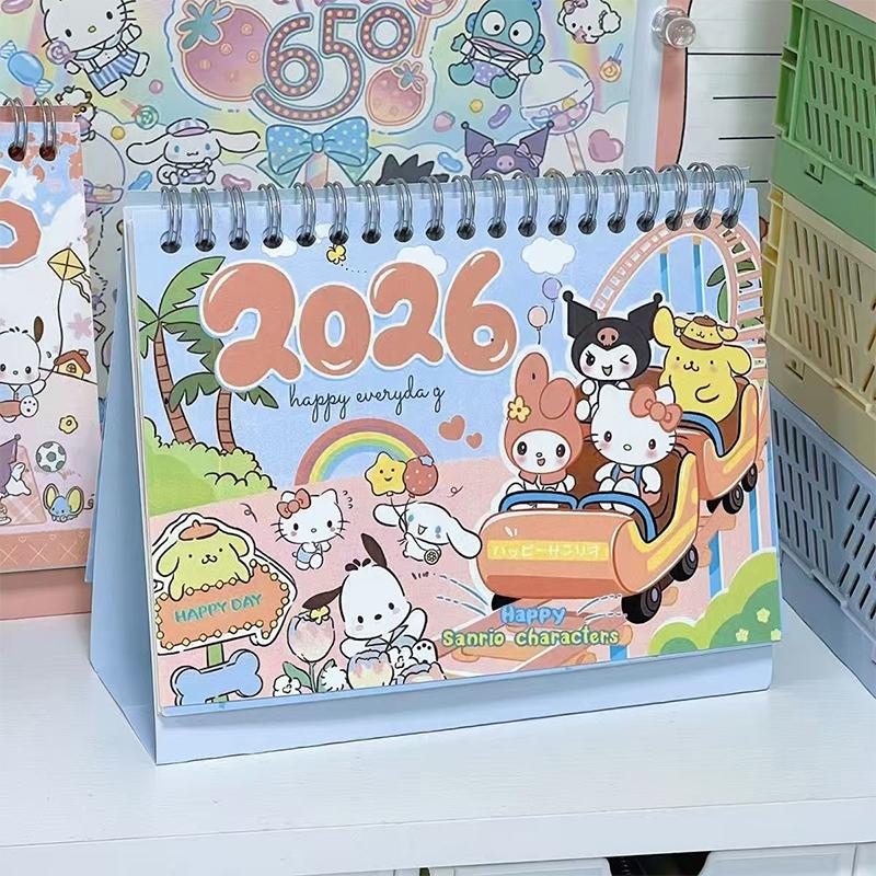 

2026 Desk Calendar Cartoon Sanrio Hello Kitty Plan Message Desktop Ornaments Daily Weekly Plan Book Stationery Office Supplies