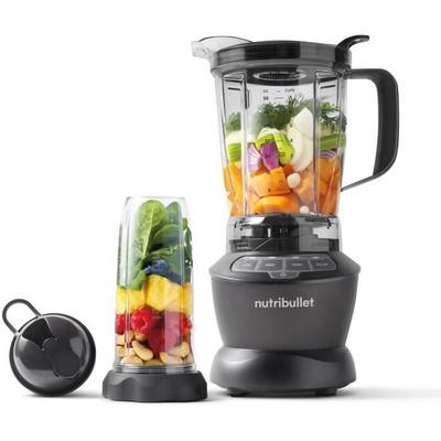 Blender - NUTRIBULLET Combo - NBF500DG - 1200 Watt - Dzbanek 1,65 l - 2 kubki i 2 pokrywki podróżne w zestawie - Czarny - Bez BPA