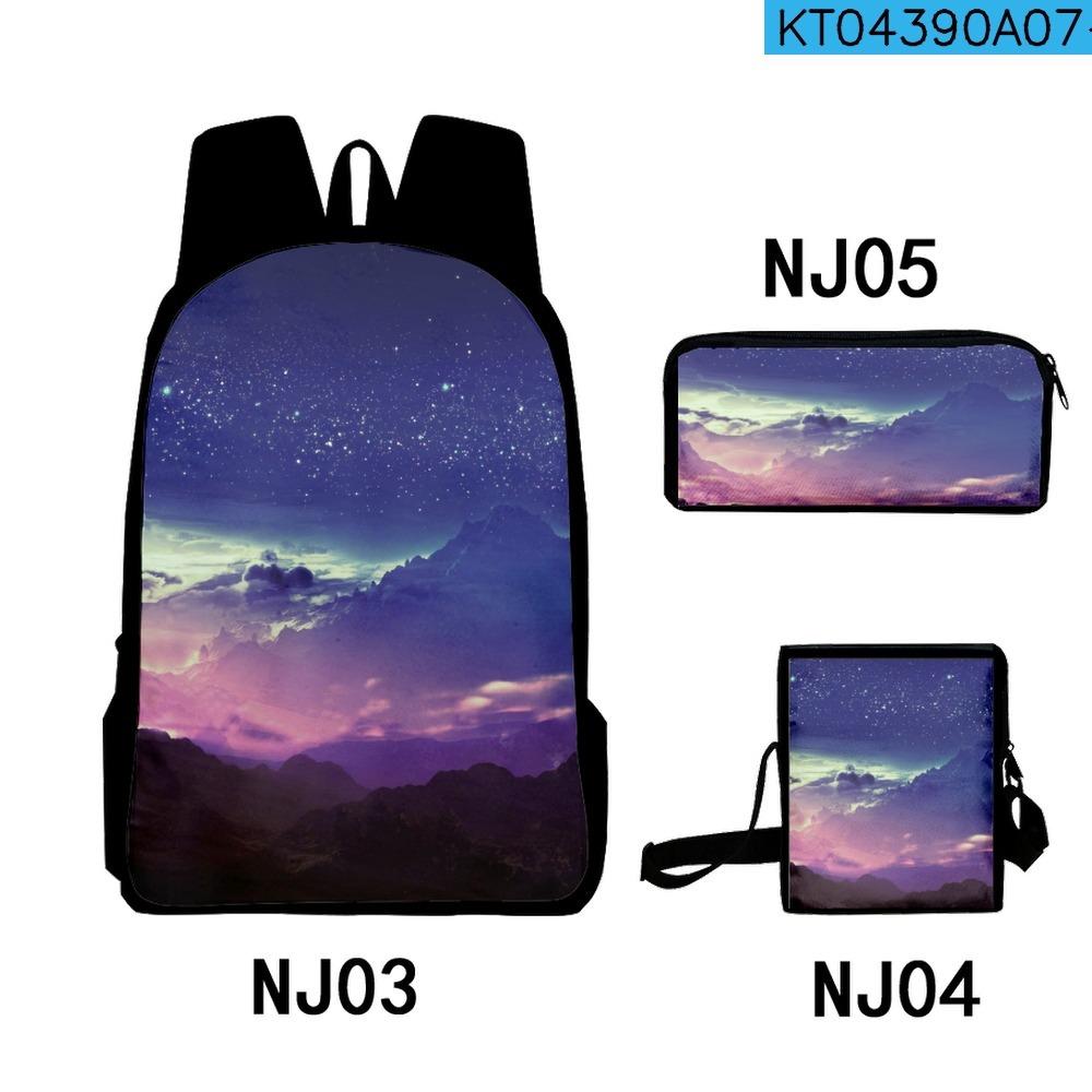 Trendy Popular Fantastic scenery 3D Print 3pcs/Set pupil School Bags Laptop Daypack Backpack Inclined shoulder bag Pencil Case