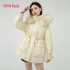 YAYA 2024 Women's Mid-Length Down Jacket with Fur Collar Hood