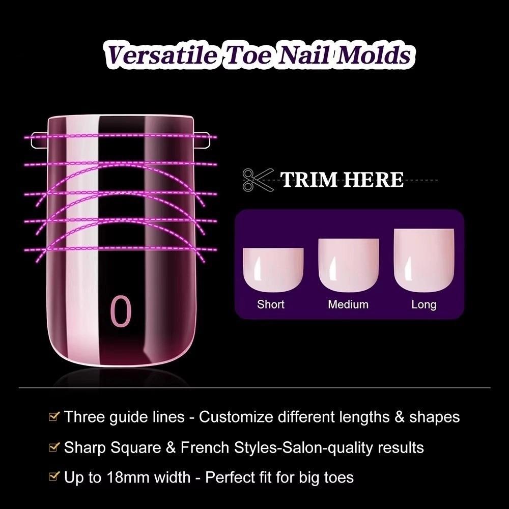 120pcs Full Cover False Tips Acrylic Poly Nail Gel Molds New Toe Nail Mold For Extension