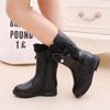 Baby Girls Comfortable Casual Plus Velvet Bow Beaded Lace Warm ZIP Autumn/winter Round Head Daily Kids Mid-calf Children's Boots