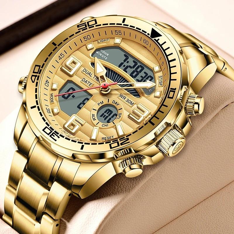 Top Brand Luxury Digital Mens Watches Top Luxury Sport Quartz Wristwatch For Men All Steel Military Waterproof Clock+Box