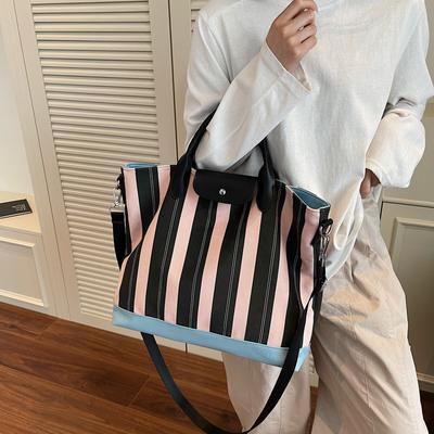 Large Capacity Niche Striped Tote Bag Women's Premium Sense Bag Summer Versatile Messenger Handbag