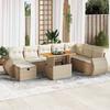 VidaXL Garden Lounge Set with Cushions 9 Pcs Beige Wicker Acacia 3328073