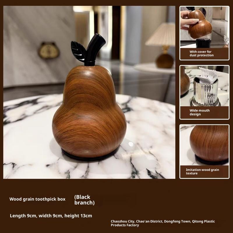 

Toothpick Box Wood Grain Household Luxury Dental Floss Organizer Creative Pear Shape Cotton Swab Toothpick Holder чёрный