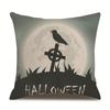 Halloweenský lněný povlak na polštář Tištěný povlak na polštář
