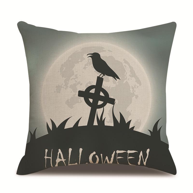 Halloweenský lněný povlak na polštář Tištěný povlak na polštář