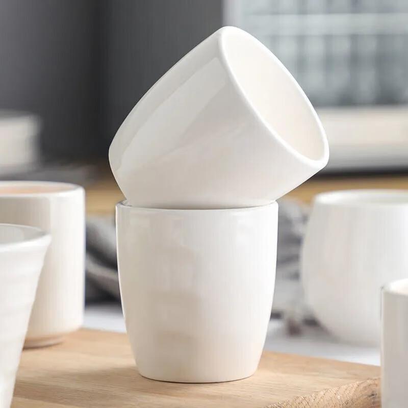 GOWKE Half-Textured White Ceramic Cup