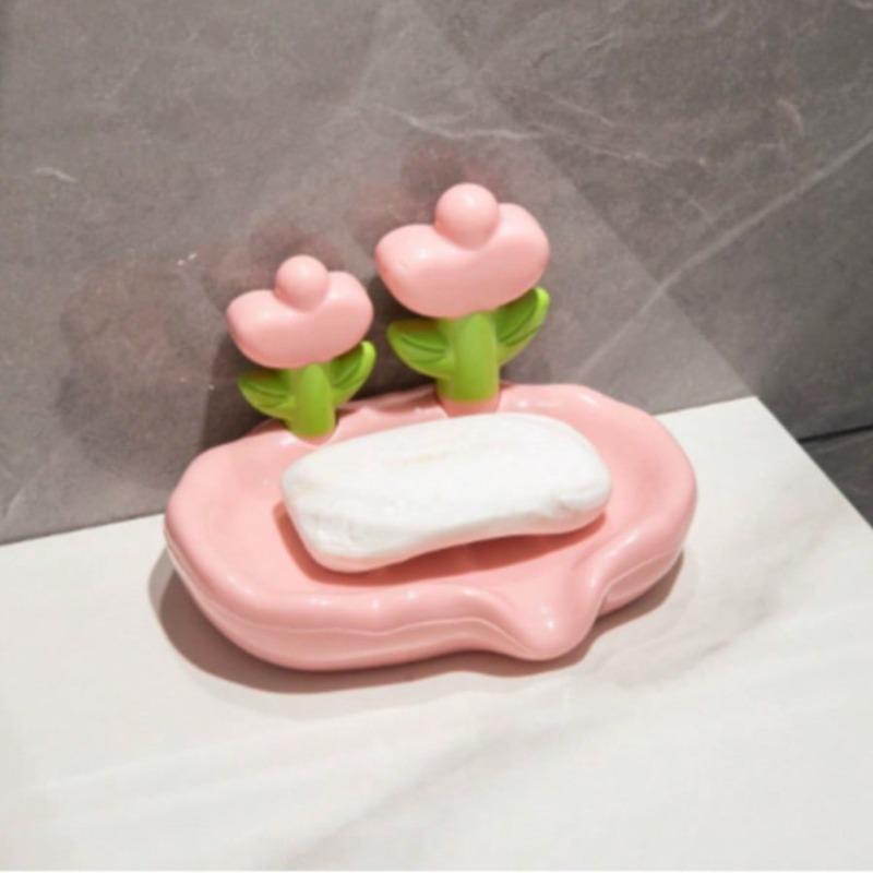 1pc Floral Self-Draining Soap Dish - Durable, Hygienic Bathroom Accessory For Home Decor