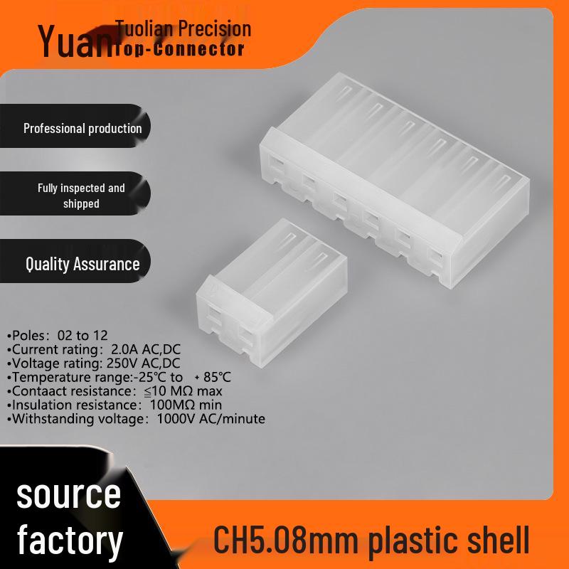 CH5.08-T Spring Clip Terminal Connector, Y Base, Plastic Housing, Male/Female