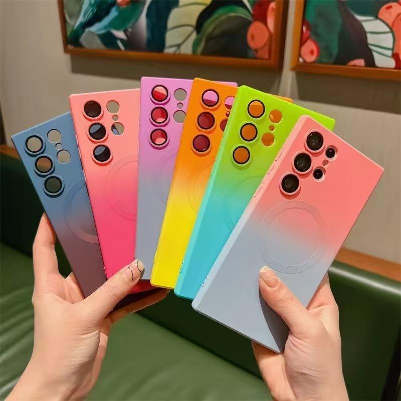 S26Ultra two-color gradual change magnetic case for Samsung s24u mobile phone case A57 silicone soft case S25
