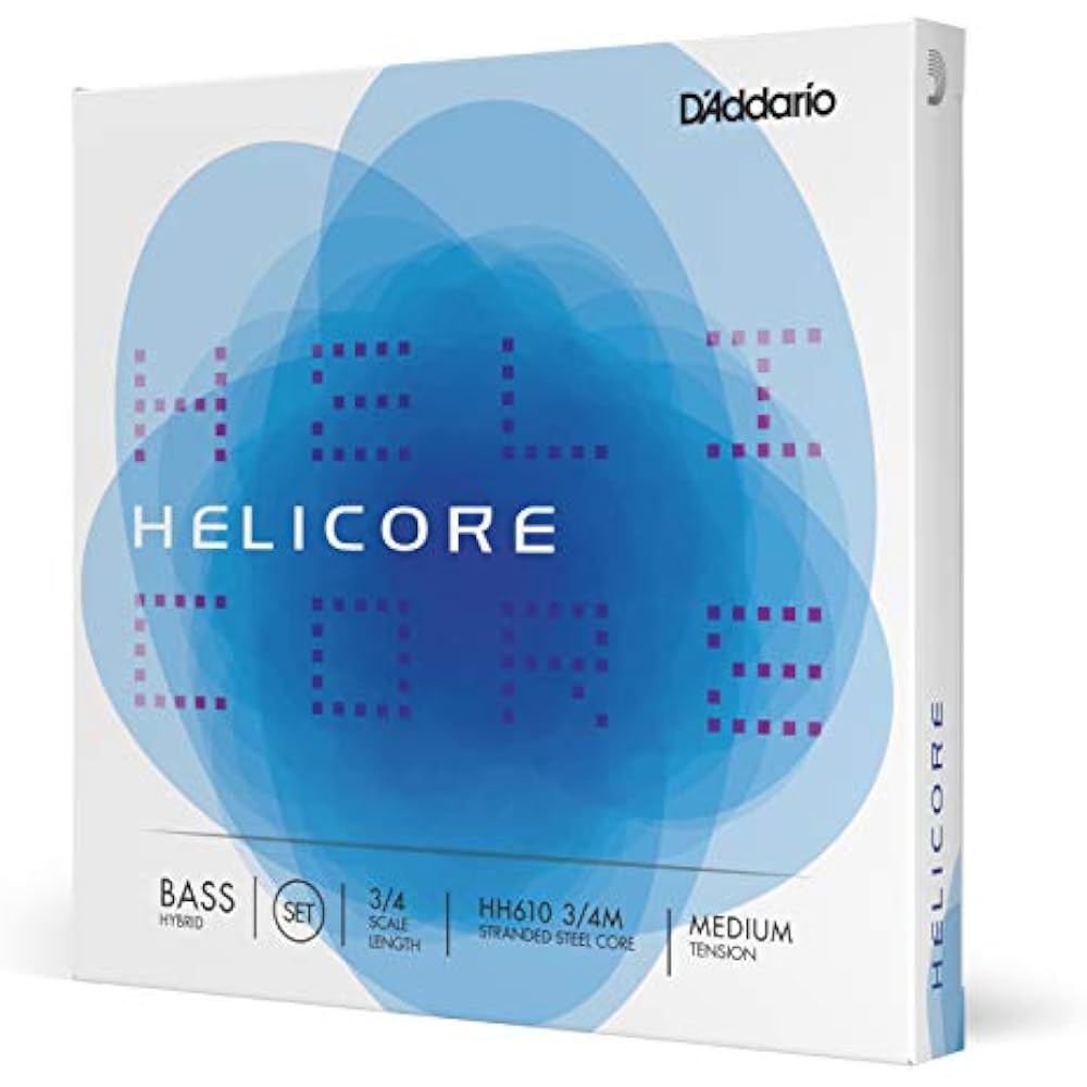 D Addario Daddario Wood Bass (Double Bass) Strings HH610 3/4M Helicore Hybrid Bass Strings/set [D...