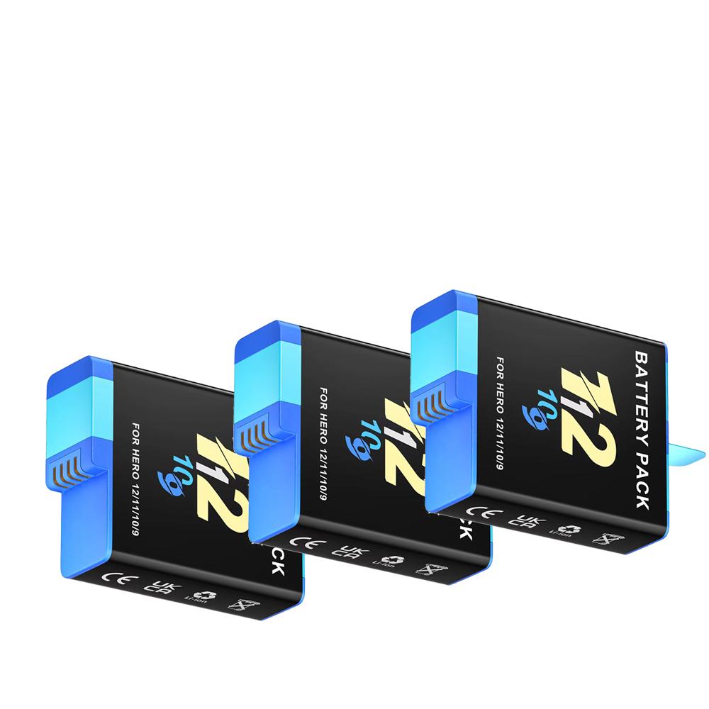 2000mAh Akku für Gopro Hero 9 10 11 12 Kamera-Akku mit LCD 3-Slots Schnellladegerät Box für GoPro Hero12 11 Sportkameras