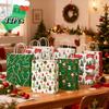 12Pcs Christmas Party Favors Bags Christmas Gift Goodie Paper Bags with Handles Candy Treat Pouch for Xmas Party Decorations