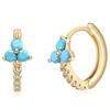 2026 Blue Flower Design Hoop Earrings for Women Newly Designed Dainty Girls Ear Accessories Fancy Gift Luxury Fashion Zircon
