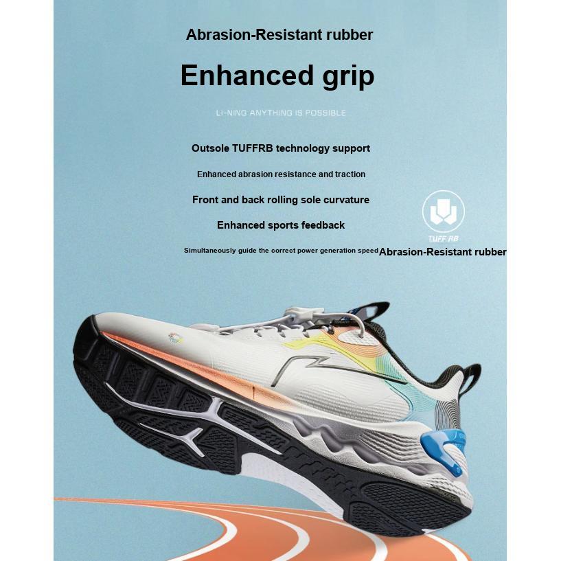 Li Ning Kids Trendy Comfortable Shock Absorption Rebound Low Top Running Shoes Kids Running Shoes White Blue Green YKFU056-7