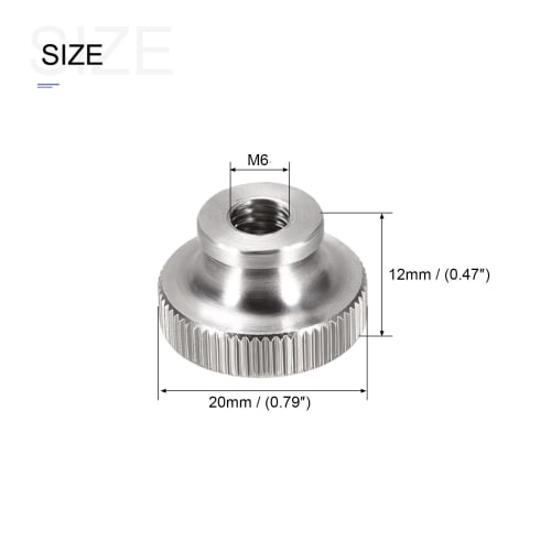 METALLIXITY Knurled Thumb Nuts, M6 X 20 X 12 Mm, 2 Pieces, 304 Stainless Steel, Round Bar Manual Adjustment Nuts for Home Building Hardware Fasteners