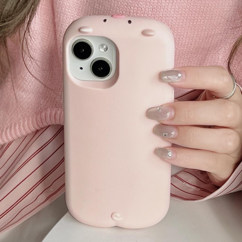 For iPhone 15 Silicone Case Cute Sleeping Pig Design Shockproof Phone Back Cover