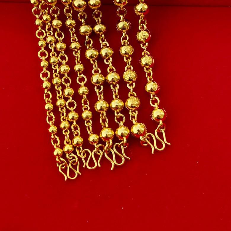 18K Gold Plated Men's Prayer Bead Necklace - Solid Round Gold Chain, Elegant and Simple Gift