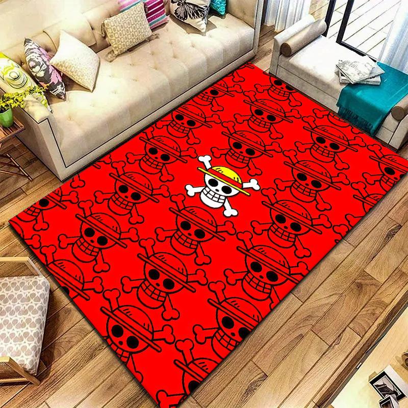 Tapis Tapis Tapis Pirates du Chapeau de Paille One Piece Pour Salon Chambre Maison Décoration de Canapé, Tapis de Sol Antidérapant pour Jouer aux Enfants
