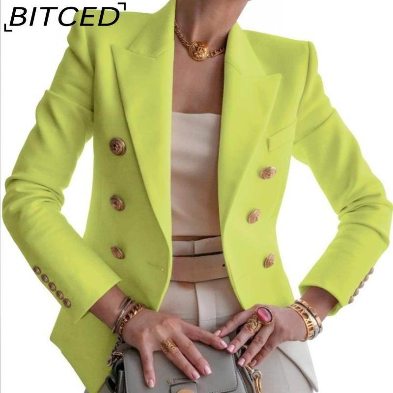 BITCED Women's Fall/Winter Solid-Color Fashionable Casual Blazer Jacket
