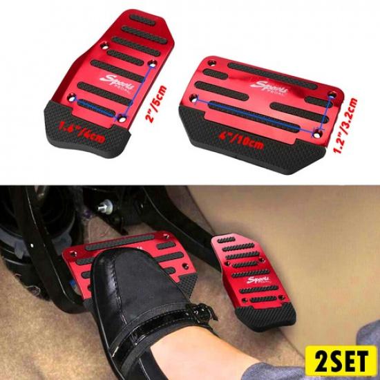 2Set [RED] Automatic Non-Slip Gas Foot Brake Pad Pedal Cover Car Accessories Par