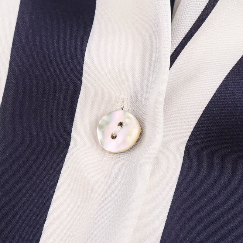 Kaslead New Arrival Women's Fashion Style Fashion Minimalist Stripes Print Satin Shirt 8503812