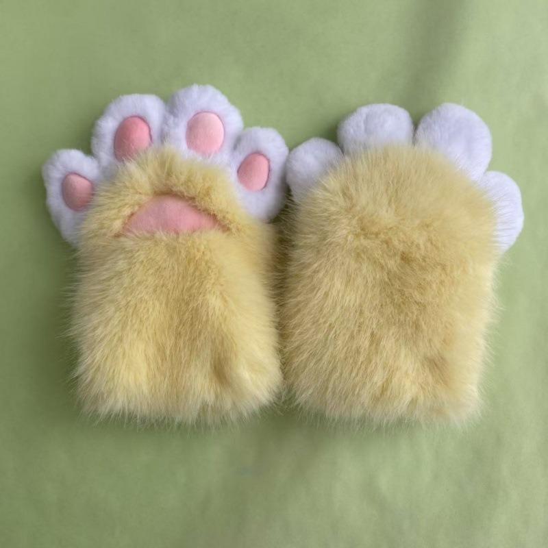 Kig animal scratch squeaky nail free furry animal paw gloves cos cat paw cute plush prop accessories