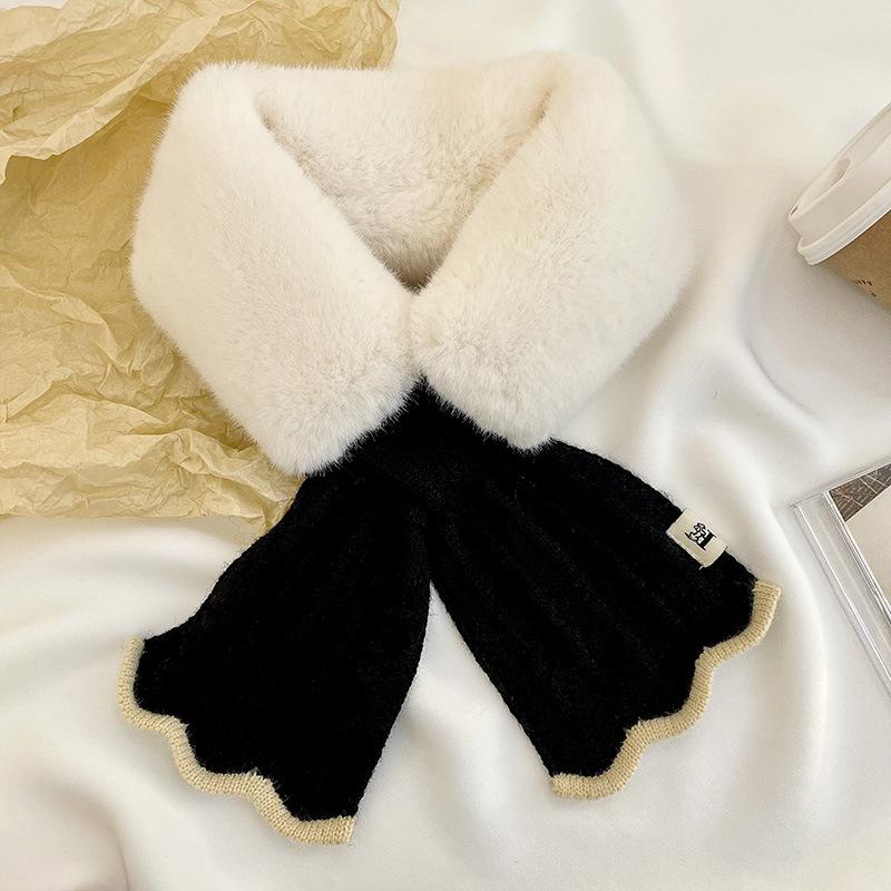 

Autumn and winter scarf women s versatile thickened lengthened warm fish tail plush scarf cross fluffy scarf