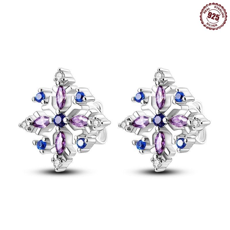 

Earrings 925 Silver Christmas Glistening Snow Ear Stud Hoop Earrings For Women Festivals Christmas Party Gift Jewelry
