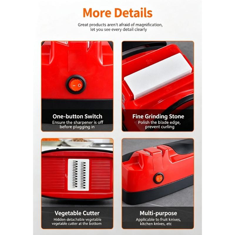 Household Electric Blade Sharpener for Cooking Area Care with Scissor Support and Cutting Aid for Food Work and Use