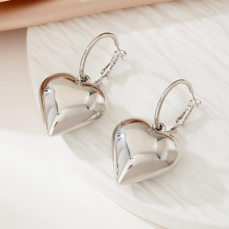 

Europe and The United States Fashion Simple Design Love Heart Pendant Earrings Women s Daily Versatile Holiday Zircon Gifts