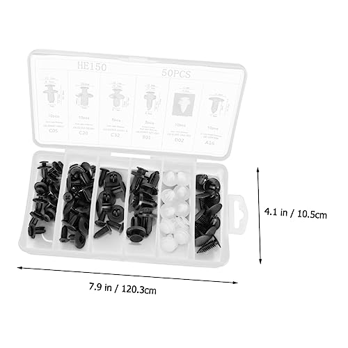 GRIRIW 50pcs Car Bumper Push Fasteners Anti-Rust Mudguard Fastener Rivets Black White for Car Accessories