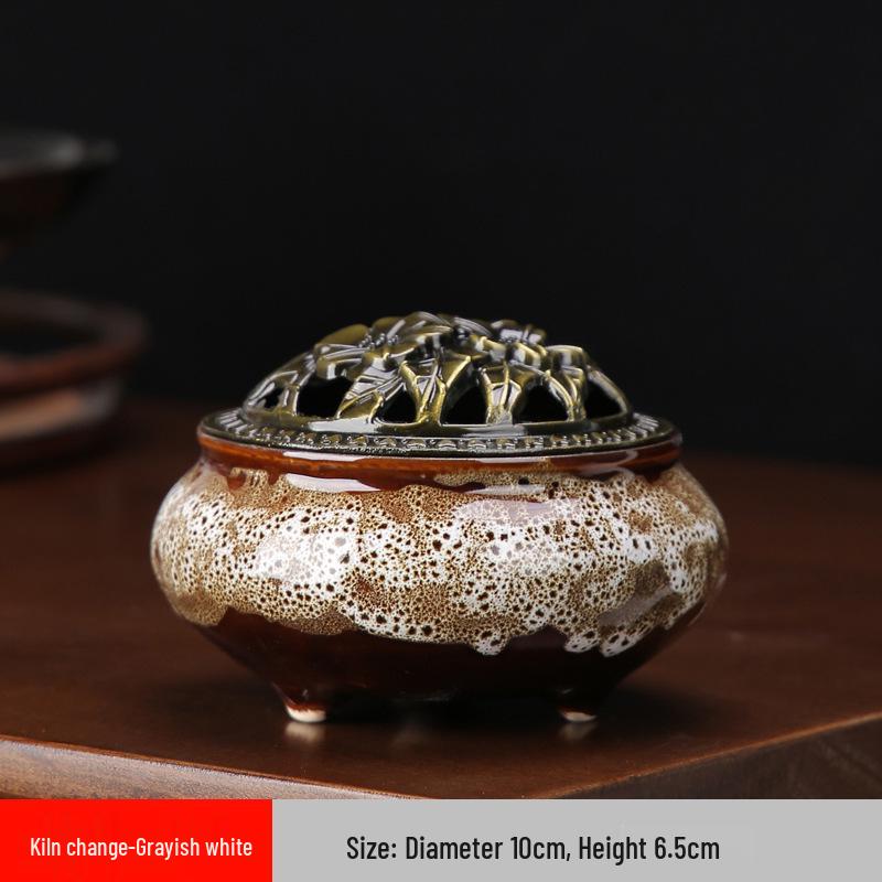 Celadon Ceramic Incense Burner for Home, Buddhist Supplies, Sandalwood Incense Path, Ice Crack Kiln Change Design.