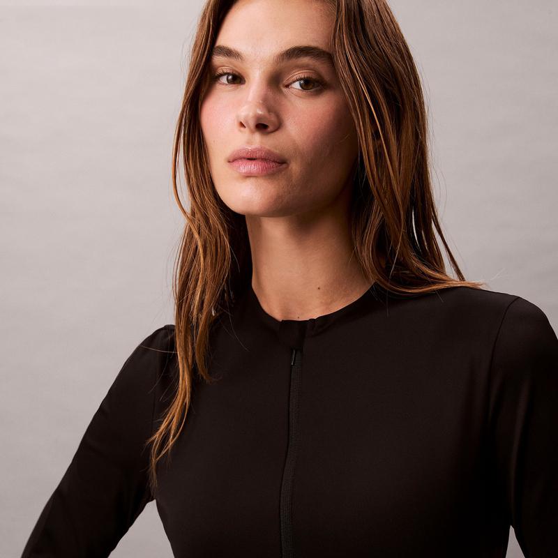 Calvin Klein Casual Running Fitness Slim Fit Zip Long Sleeve T-Shirt Women tops GWF5J404