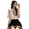 Women's French Navy Collar Shirt & Pleated Skirt Set - Fresh JK Campus Style