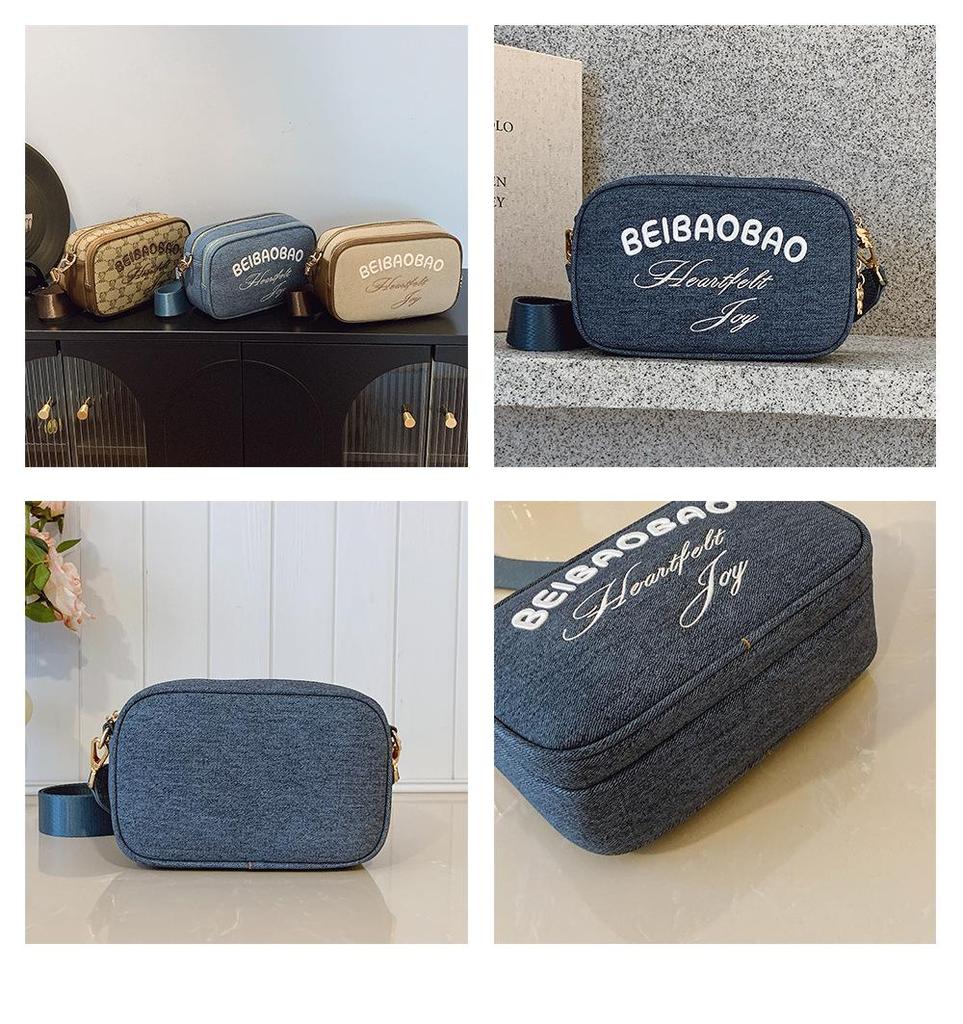 2025 Women's Embroidered Canvas Camera Bag - Small Square Crossbody with Wide Shoulder Strap for Phone & Commute
